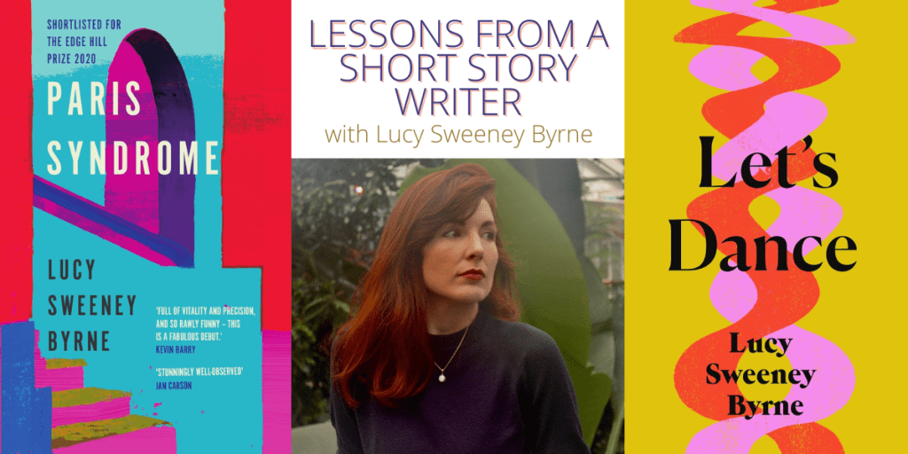 Lucy Sweeney Byrne, next to her colourful collection covers 'Paris Syndrome' and 'Let's Dance'